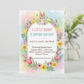 Little Bunny Spring Floral Baby Shower Kaart (Staand voorkant)