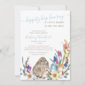 Little Bunny Spring Flower and Rabbit Baby shower Kaart (Voorkant)