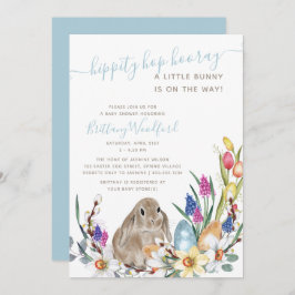 Little Bunny Spring Flower and Rabbit Baby shower Kaart
