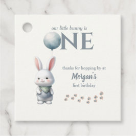 Little Bunny Turning One Blue Boys 1st Birthday Bedankjes Labels