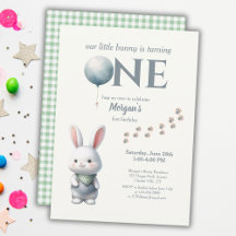 Little Bunny Turning One Blue Boys 1st Birthday