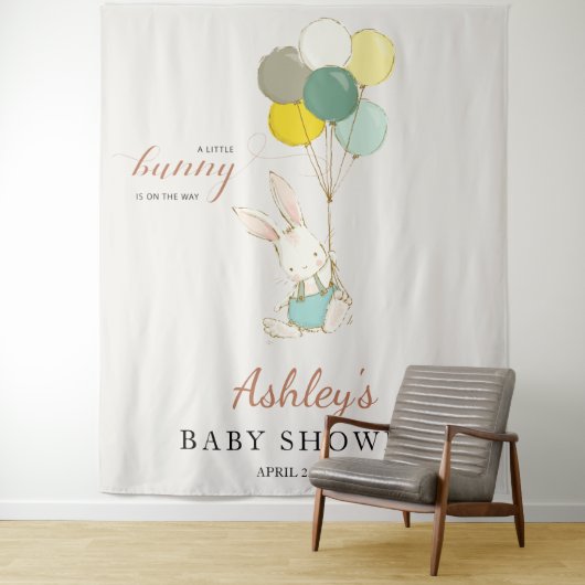 Little Bunny Welcome Baby shower Wandkleed (In situ)