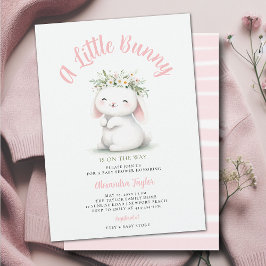 Little Bunny Wildflower krans Baby Meisje Douche Kaart