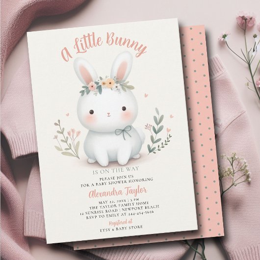 Little Bunny Wildflower Schattige Baby Meisje Douc Kaart