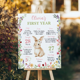 Little Bunny Wildflower Verjaardag Mijlpaal Teken Poster