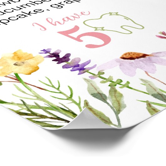 Little Bunny Wildflower Verjaardag Mijlpaal Teken Poster (Hoek)