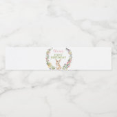 Little Bunny Wildflower Verjaardagsfeestje Waterfles Etiket (Enkel label)