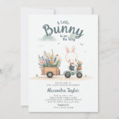 Little Bunny Wildflower Wagon Blauw Baby Jongen Do Kaart (Voorkant)