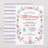 Little Bunny wordt één, lente verjaardag Kaart (Voorkant / Achterkant)