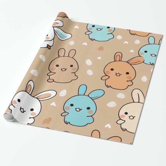 Little Bunny Wrapping Paper Cadeaupapier (Uitgerold)