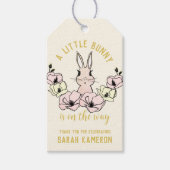 Little Bunny Yellow Flower Baby shower Cadeaulabel (Voorkant)