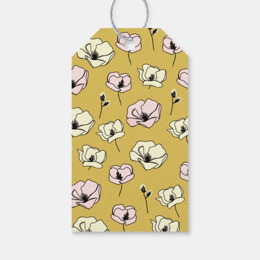 Little Bunny Yellow Flower Baby shower Cadeaulabel (Achterkant)
