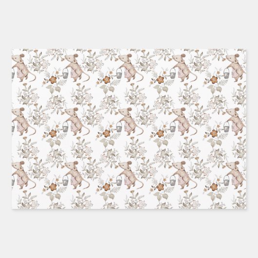 Little Busy Brown Mice Baby Inpakpapier Vel (Voorkant)