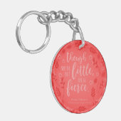 Little but Fierce William Shakespeare Red Floral Sleutelhanger (Voorkant Links)