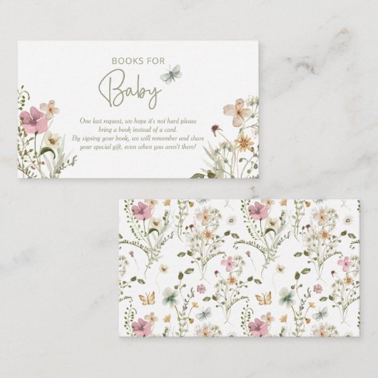 Little Buttefly Book Request Girl Baby shower Informatiekaartje (Voorkant / Achterkant)