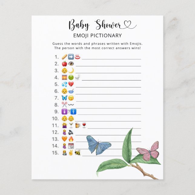 Little Butterflies - baby shower emoji pictionary (Voorkant)