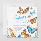Little Butterfly 1st Birthday Invitation Feestdagenkaart (Voorkant)