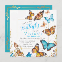 Little Butterfly 1st Birthday Invitation