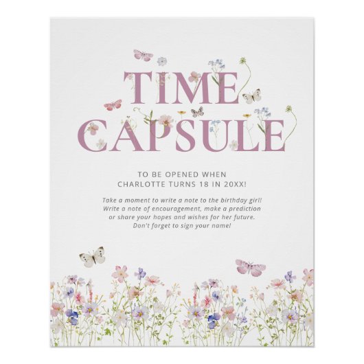 Little Butterfly 1st Birthday Time Capsule Perfect Poster (Voorkant)