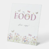 Little Butterfly 1st Verjaardag Eten Reclamebord Met Voetstuk (Voorkant)