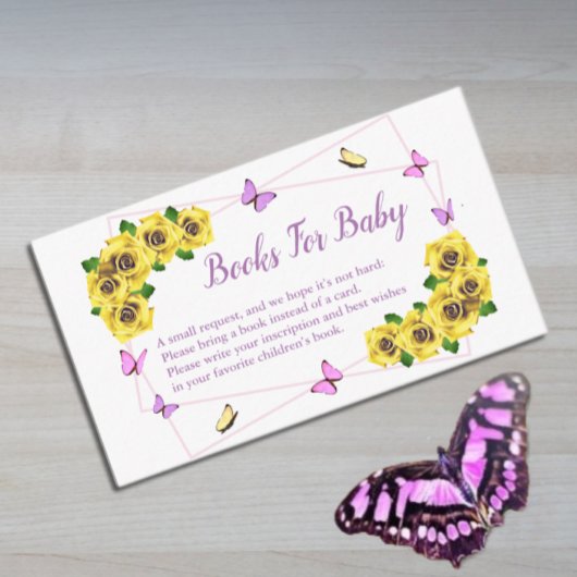 Little Butterfly Baby shower Boeken voor Baby Informatiekaartje