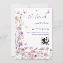 Little Butterfly Baby Shower Details Card  Kaart