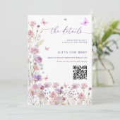 Little Butterfly Baby Shower Details Card  Kaart (Staand voorkant)