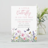 Little Butterfly Baby shower Floral Waterverf Kaart (Staand voorkant)