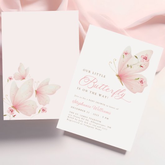 Little Butterfly Baby shower Invitation Kaart