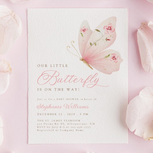 Little Butterfly Baby shower Invitation Kaart