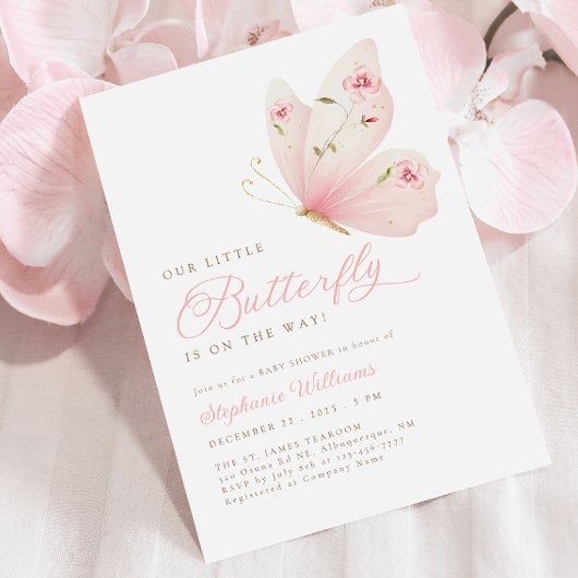 Little Butterfly Baby shower Invitation Kaart