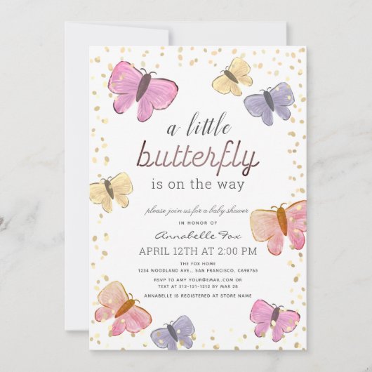 Little Butterfly Baby shower Invitation Kaart (Voorkant)