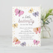 Little Butterfly Baby shower Invitation Kaart (Staand voorkant)