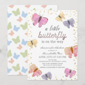 Little Butterfly Baby shower Invitation Kaart (Voorkant / Achterkant)