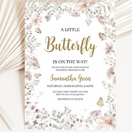 Little Butterfly Baby Shower Kaart