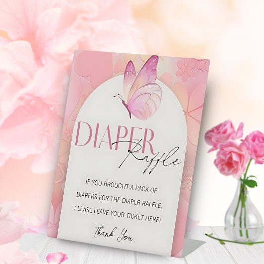 Little Butterfly Baby shower Luier Raffle SIgn Reclamebord Met Voetstuk