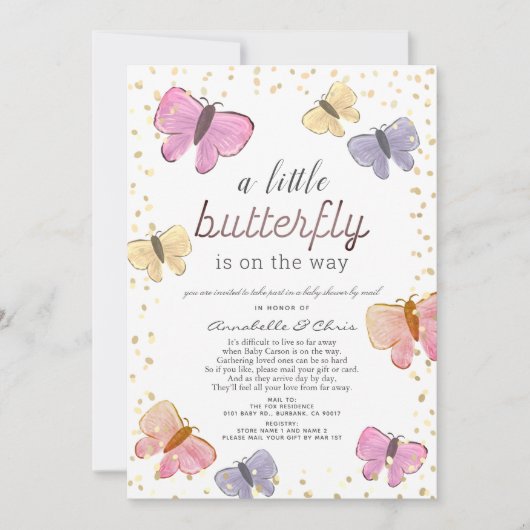Little Butterfly Baby shower per post Kaart (Voorkant)