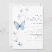Little Butterfly Blue Boy Baby shower Kaart (Voorkant)