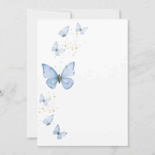 Little Butterfly Blue Boy Baby shower Kaart (Achterkant)