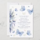 Little Butterfly Blue Flowers Boy Baby shower Kaart (Voorkant)