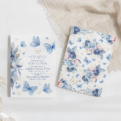 Little Butterfly Blue Flowers Boy Baby shower Kaart