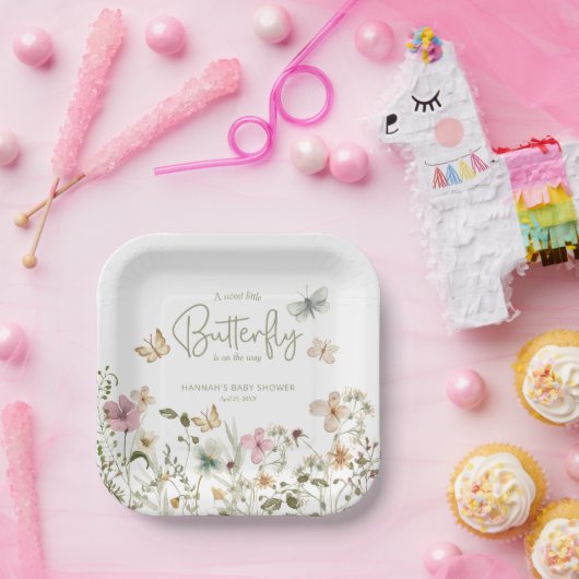 Little Butterfly Boho Baby shower Papieren Bordje (Feest)