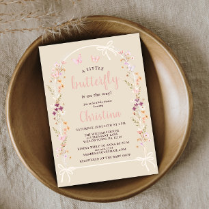 Little Butterfly Boho Wildflower Baby shower Kaart