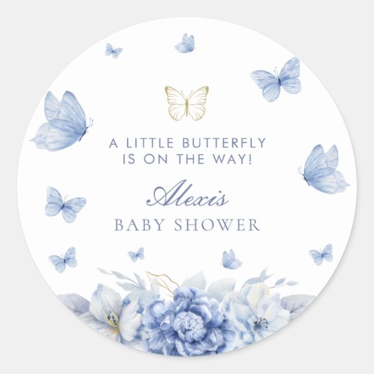 Little Butterfly Boy Baby shower Ronde Sticker (Voorkant)