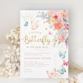 Little Butterfly Bright Bloemen Baby Meisje Douche Kaart
