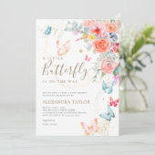 Little Butterfly Bright Garden Baby Girl Shower Kaart (Staand voorkant)
