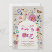 Little Butterfly Bright Wildfower 1e verjaardag Kaart (Voorkant)