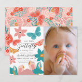 Little Butterfly Crystal 1e Verjaardag Foto Kaart (Voorkant / Achterkant)