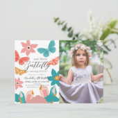 Little Butterfly Crystal Meisje Verjaardag Foto Kaart (Staand voorkant)
