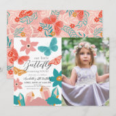 Little Butterfly Crystal Meisje Verjaardag Foto Kaart (Voorkant / Achterkant)